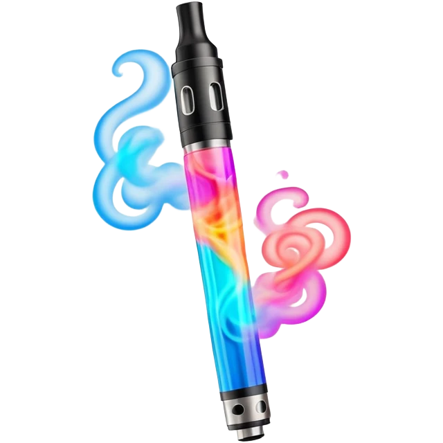 colorful vape pen with swirling vapor cloud emoji