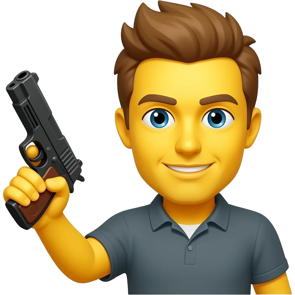 A yellow face holding gun emoji