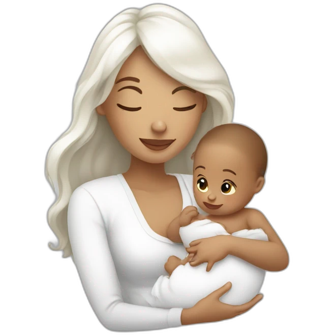 Femme blanche avec un bébé  emoji