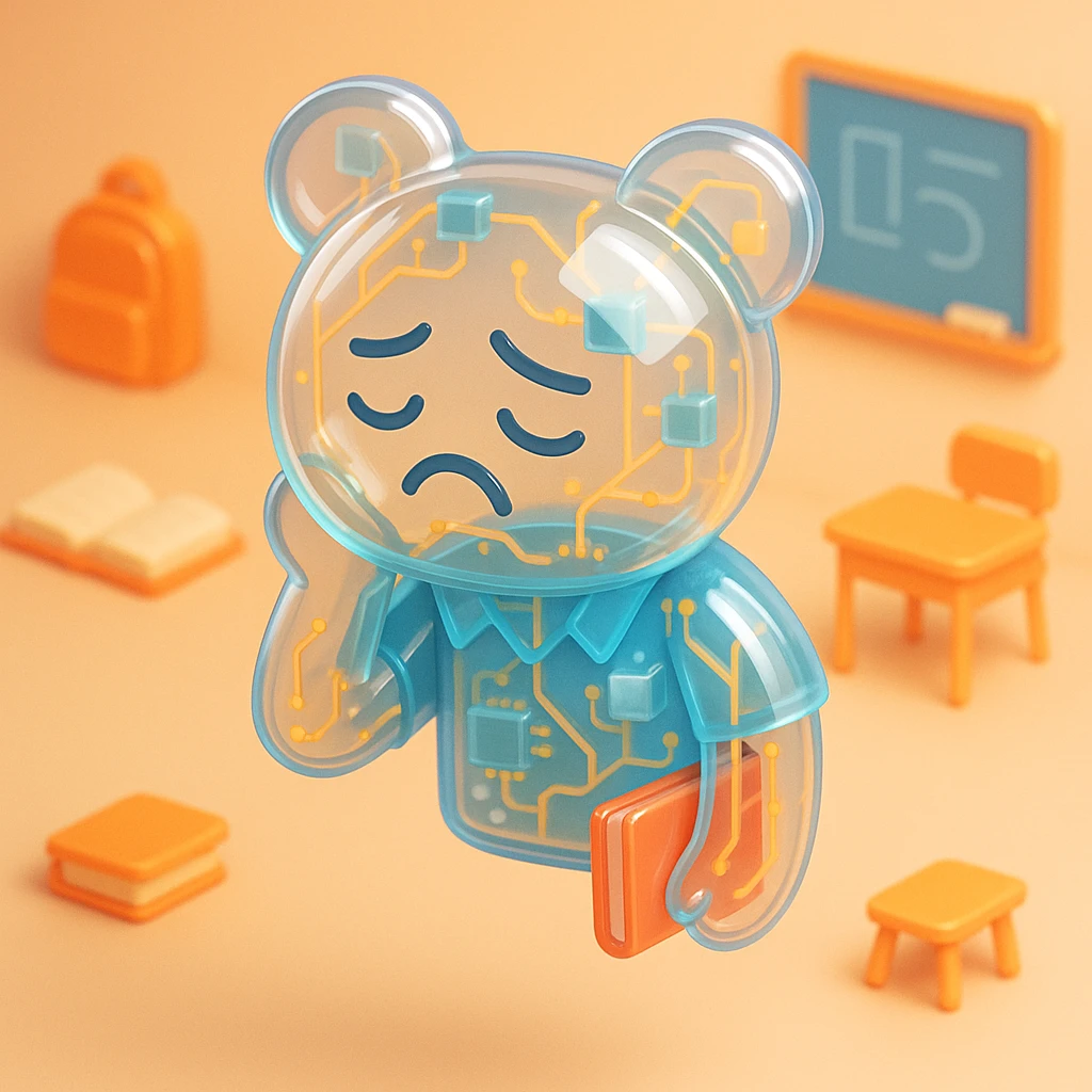 exhausted teacher in a bustling classroom emoji