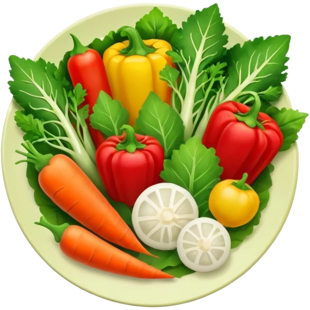 plate with vegetables and leaves emoji