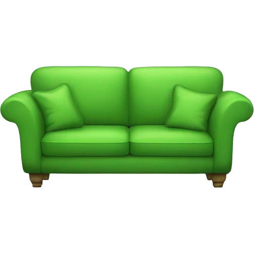 Green sofa with two green pillows emoji