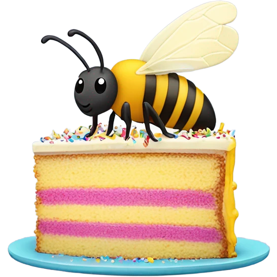Bee eating birthday cake emoji