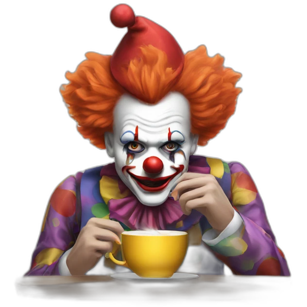The clown drinks tea and smokes emoji