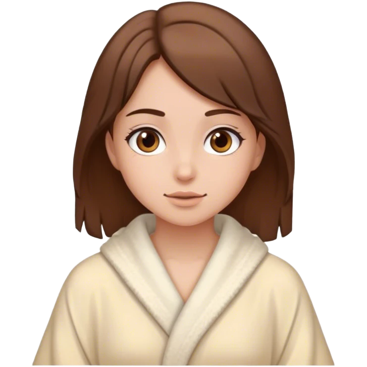 A girl with brown hair in a powder-colored robe. emoji