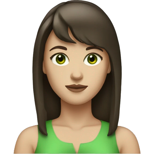 white women brunette with bangs green eyes  emoji