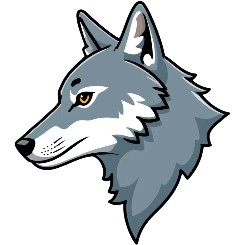gray wolf profile, side view of head emoji