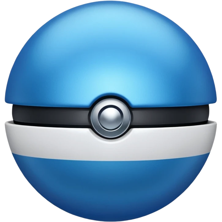 blue pokeball emoji, top half is a more saturated blue, bottom half is white, black stripe, with a metallic sheen emoji