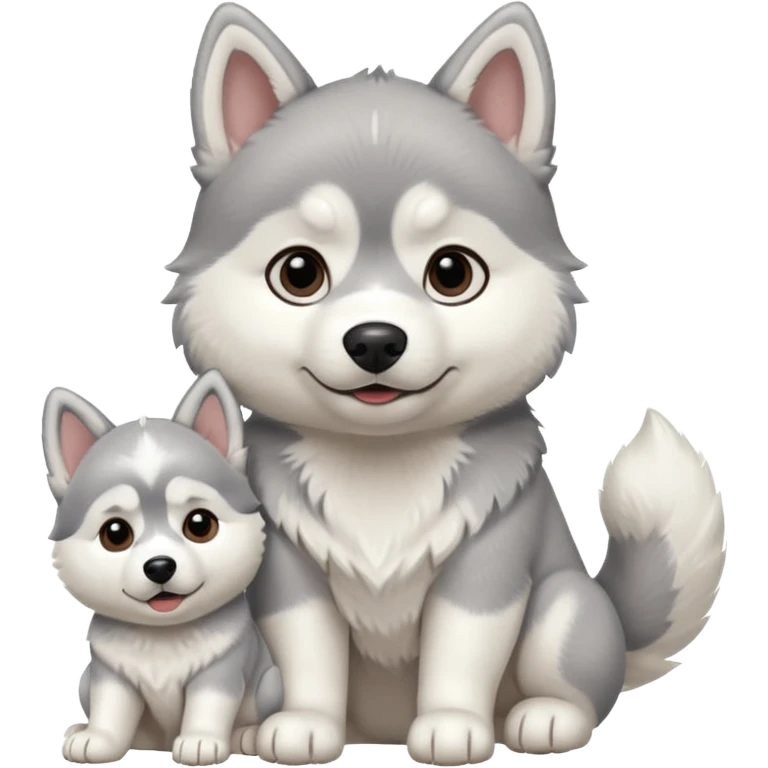 Small husky and a big white husky emoji