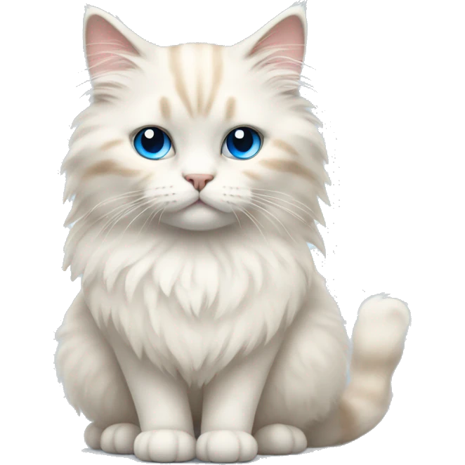 White and beige fluffy cat with blue eyes  emoji