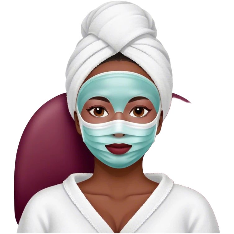 Lady with face mask spa beauty full face relaxing Burgundy emoji