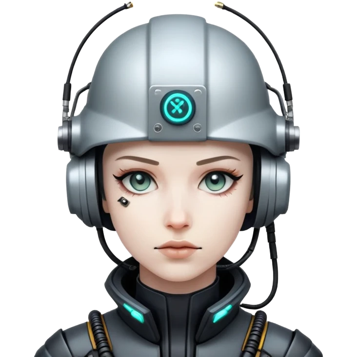 cyberpunk person in helmet with wires emoji