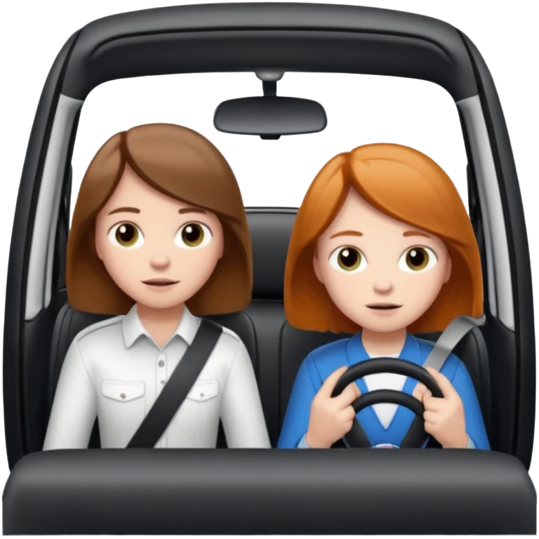 Two mouse  one girl with brunette long hair and one ginger short hair boy, boy drive a white ford focus card emoji