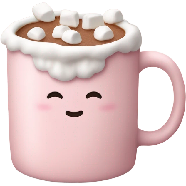 Light Pink mug of hot chocolate with marshmallows  emoji