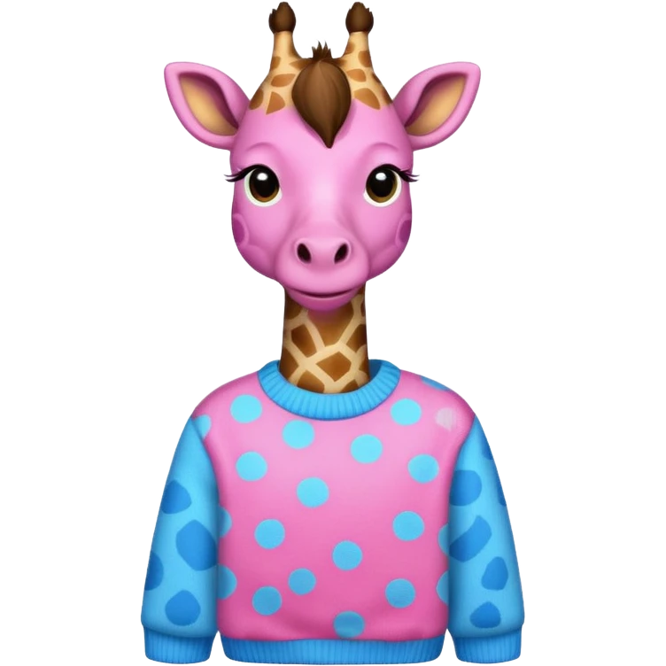 giraffe wearing blue and pink sweater emoji