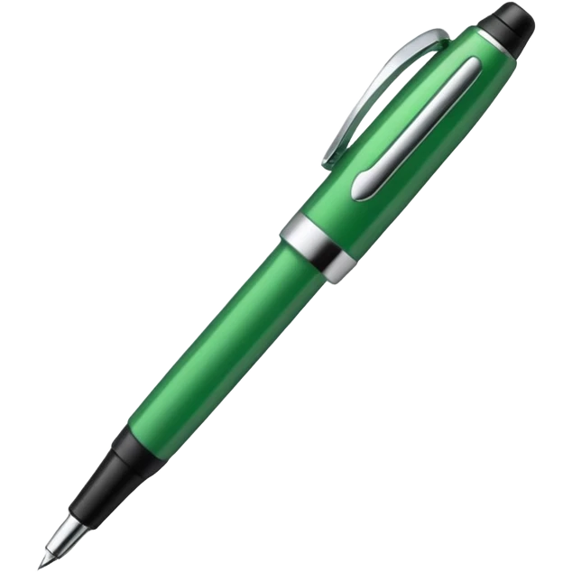 A pen emoji, with a green ink color, modern style. emoji