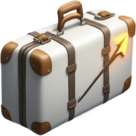 suitcase with a glowing arrow in white emoji