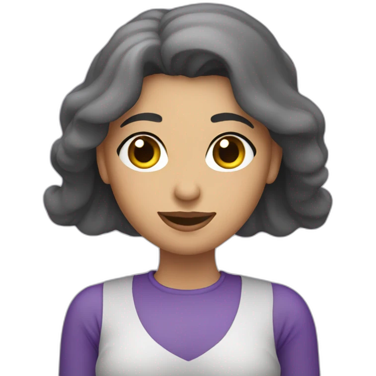 Armenian woman sayin hi in purple clouths  emoji