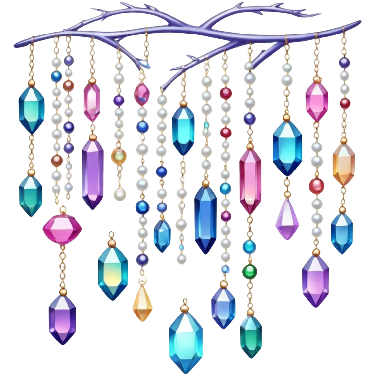 Iridescent big giant glistening glossy sparkly shiny glittery hanging crystals pearls and beads and gemstones decorations emoji
