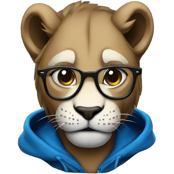 Detroit lion wearing hoodie and glasses in dark alley emoji