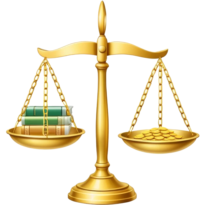 gold scale with dollars on one side and beauty products on the other emoji