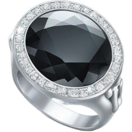 Silver ring big black diamond glows bright  emoji
