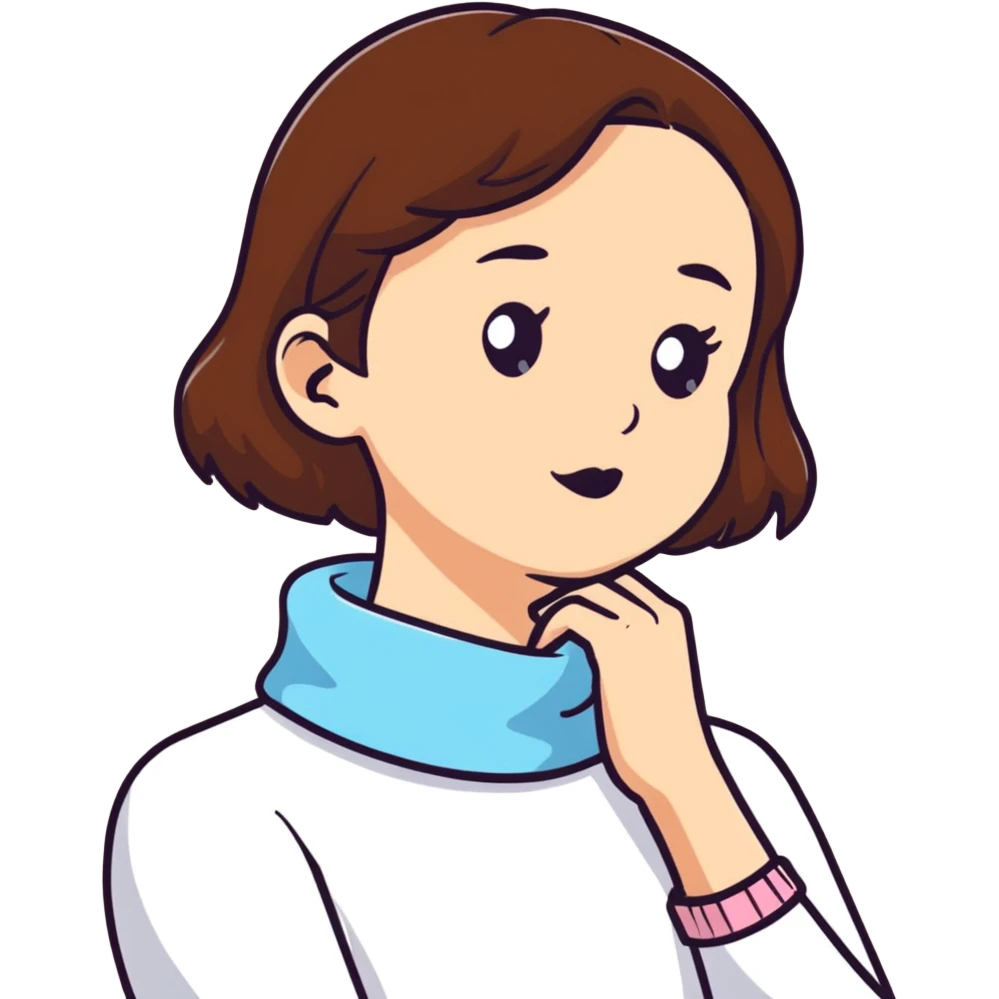 Brown haired girl with hands on her neck emoji