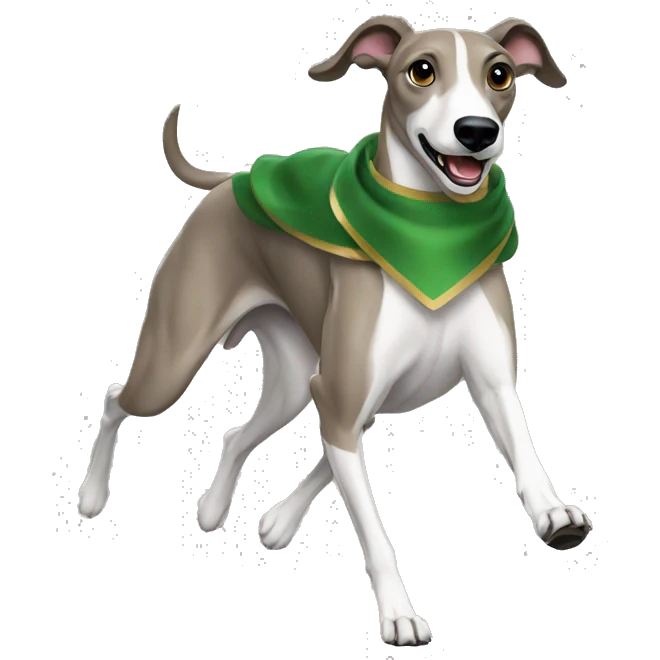 Greyhound running with green sash emoji