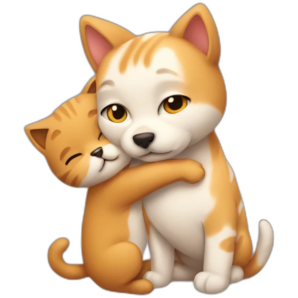 cat hug dog emoji