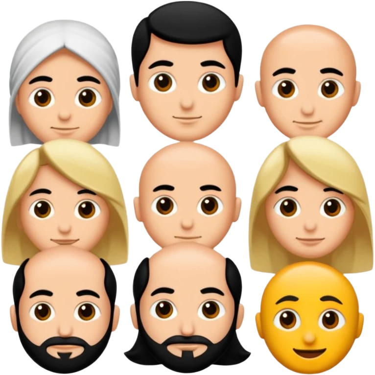 Saçı siyah ve uzun olan bir erkek çiz emoji