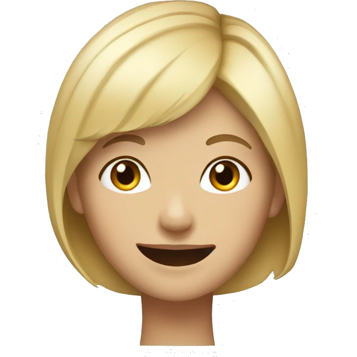 Girl with short blonde hair, smiling emoji