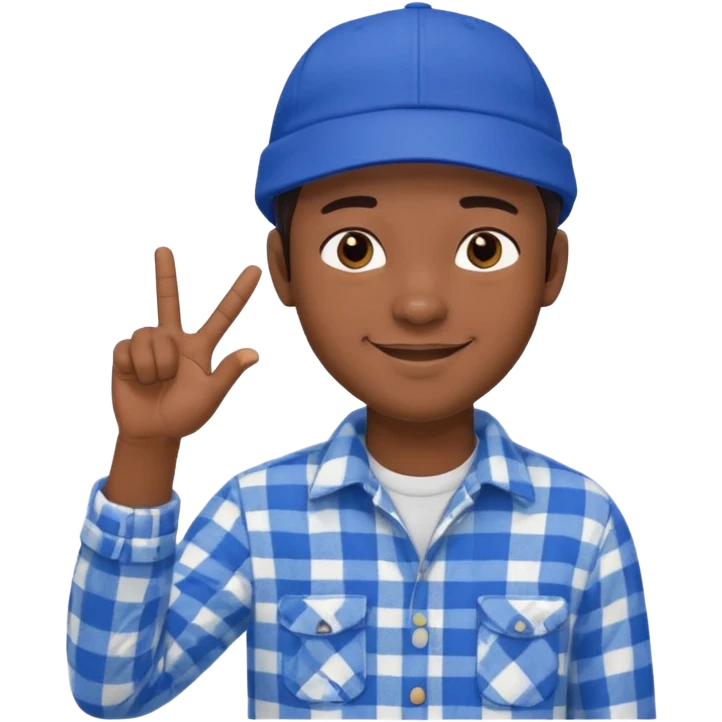 Emoji of a young man with dark hair, wearing a blue cap and a white flannel shirt, the young man is making a "like" gesture with his right hand emoji