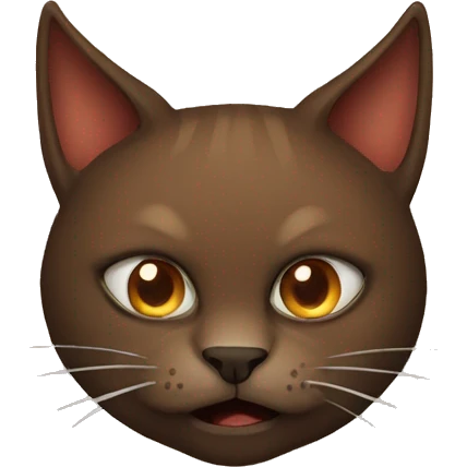Brown cat with evil horns and firw emoji