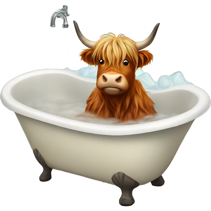 Highland cow in the bath emoji