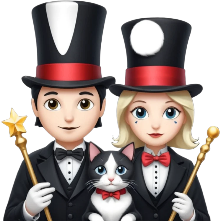 magician couple and th@ClashOfClansShopNo1eir pet cat emoji
