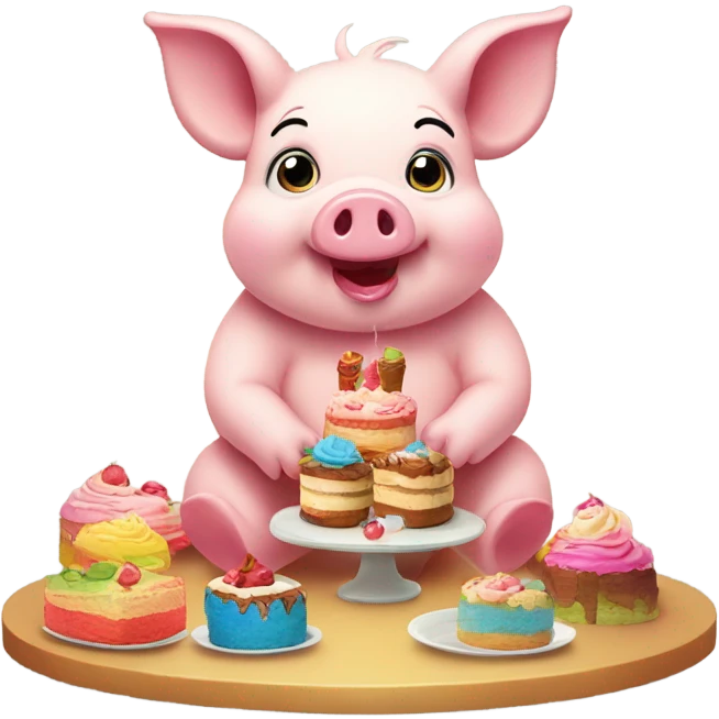 Piggy eat cakes very happy  emoji