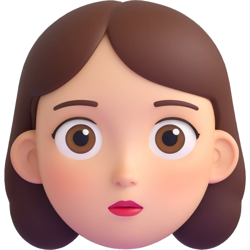 girl with narrow small eyes and big round face emoji