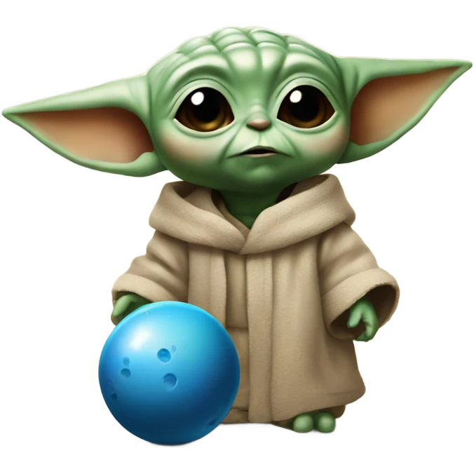 baby yoda with bowling ball emoji