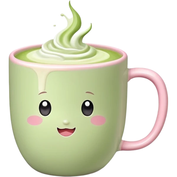 matcha latte in light pink mug  emoji