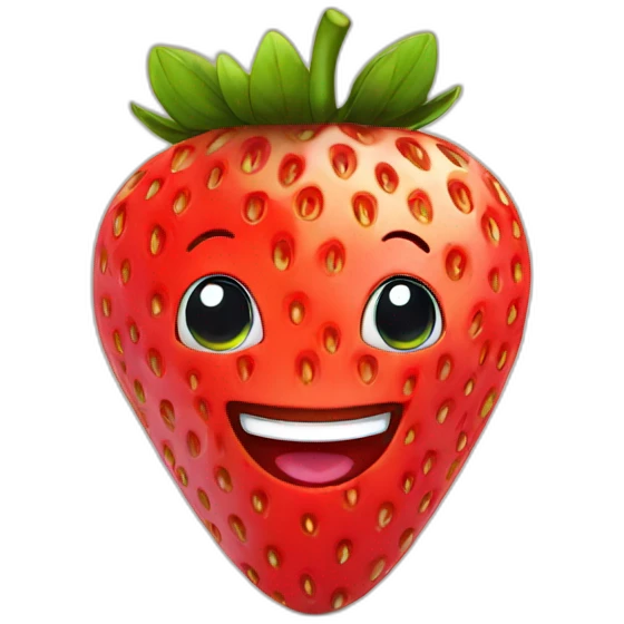 strawberry with a smile emoji