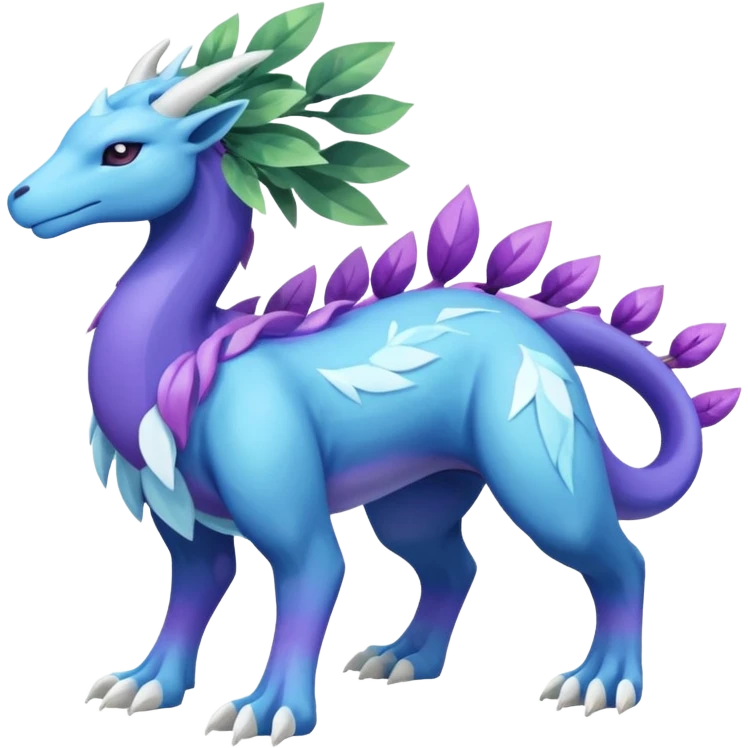 Meganium-Amaura-Suicune-Fakémon-fusion-creature (full body) emoji