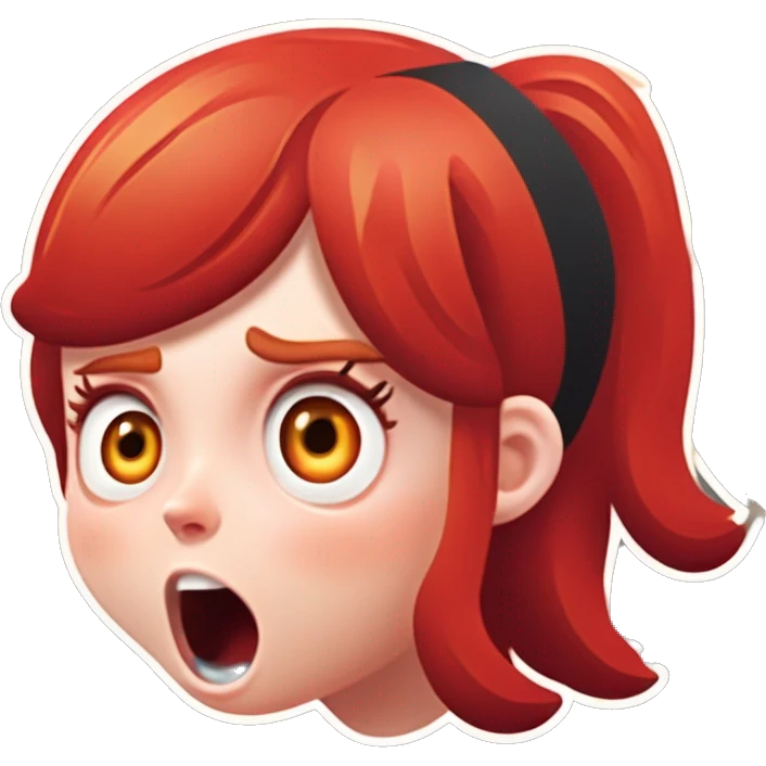 shocked white girl with long red red hair emoji