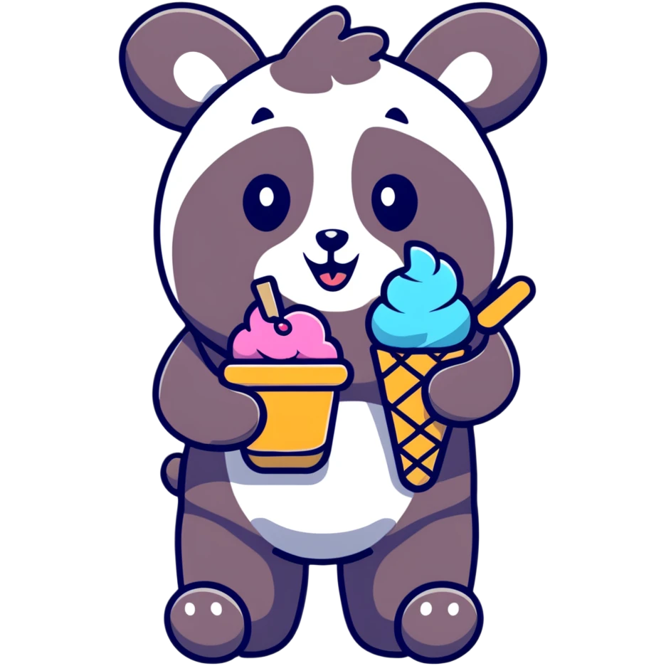 Panda eating ice cream emoji