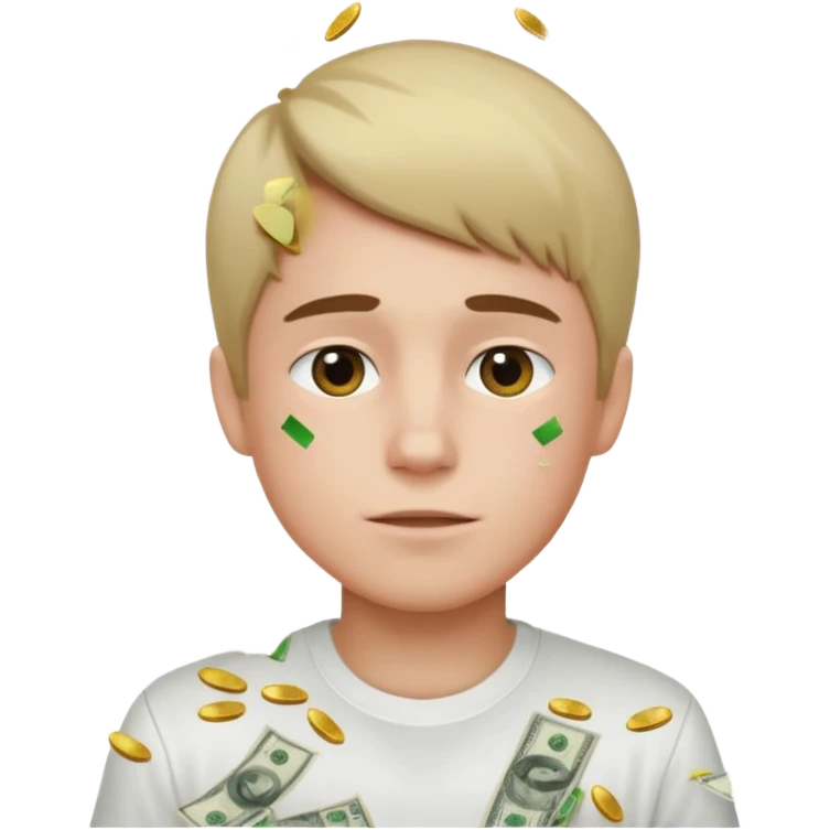 Money raining down on an Oregon boy wearing a white shirt  emoji