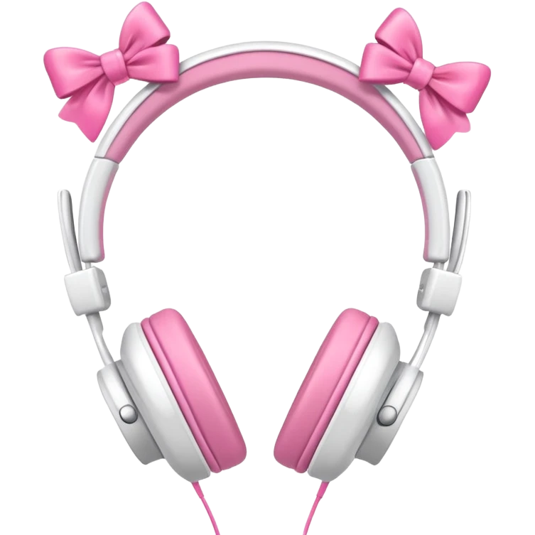 White headphones with pink bow emoji