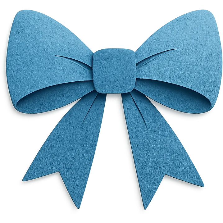 blue bow in paper craft style emoji