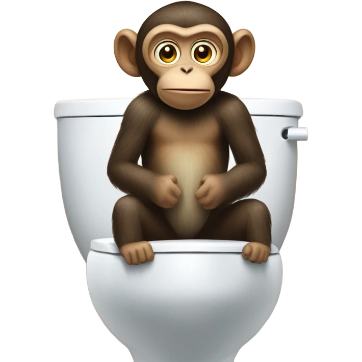 Monkey watching Skibidi toilet with pew pew emoji