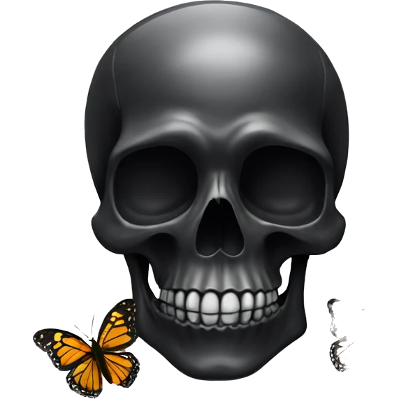 black skull with butterfly emoji