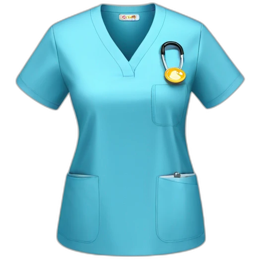 light blue scrub top for nurses with badge emoji