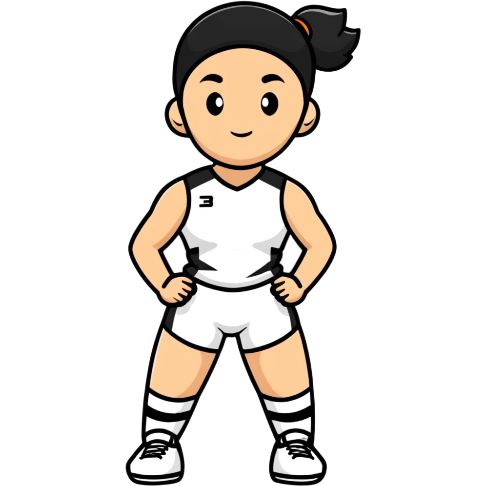 female athlete in sports kit standing emoji